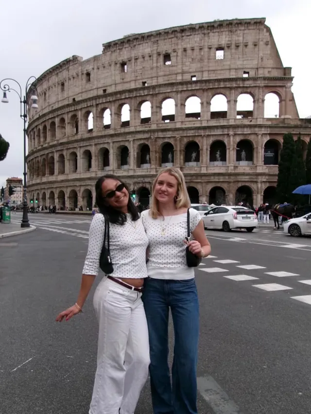 Students in front of the Colosseum in Rome