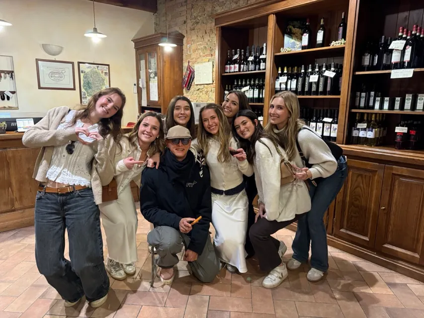 Students at a Tuscan wine tasting