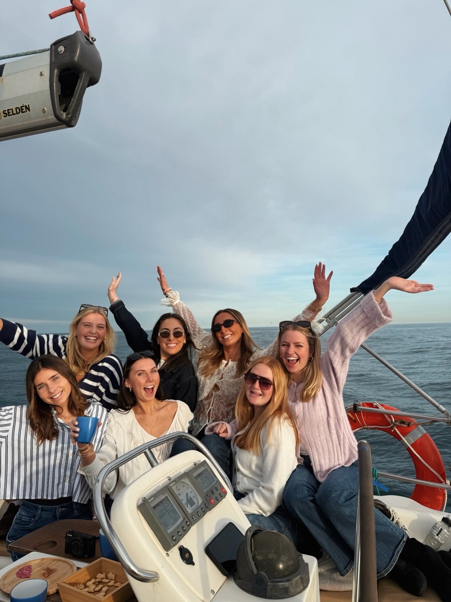 A group on a boat in Barcelona