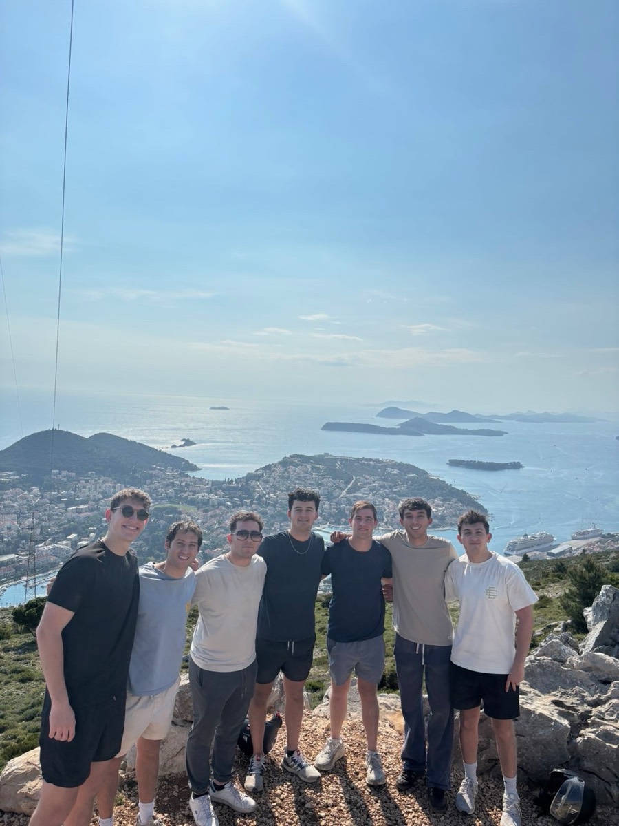 A group looking out over the coast
