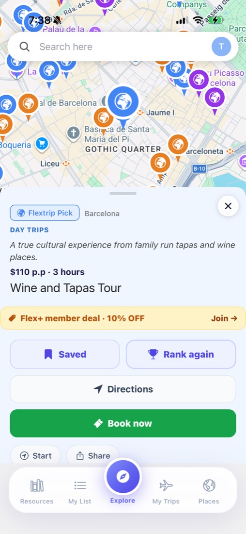 The Flextrip map of a study abroad city